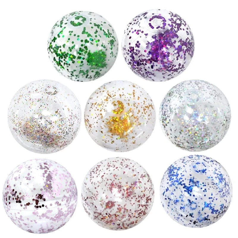Glitter Opblaasbare Strandbal – Transparante PVC Beach Ball voor Zwembad & Strand