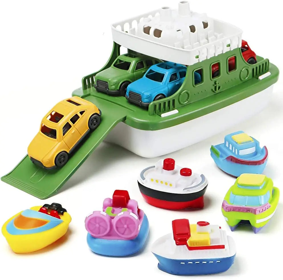 Badspeelgoed Boot & Mini Auto Set – Drijvend Waterspeelgoed met Sproeifunctie voor Kinderen