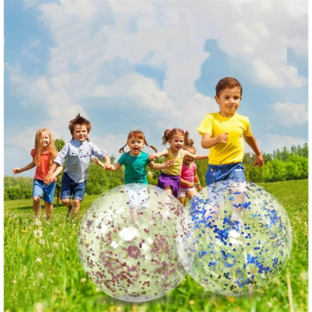 Glitter Opblaasbare Strandbal – Transparante PVC Beach Ball voor Zwembad & Strand