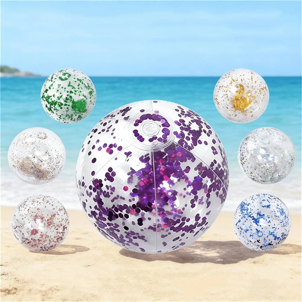 Glitter Opblaasbare Strandbal – Transparante PVC Beach Ball voor Zwembad & Strand